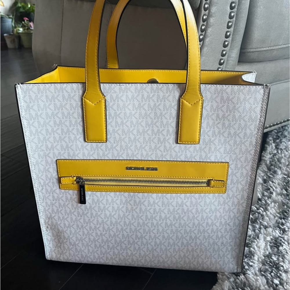 Michael Kors Yellow and Gray Tote Bag